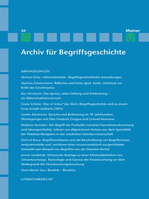 cover image of Archiv für Begriffsgeschichte. Band 56